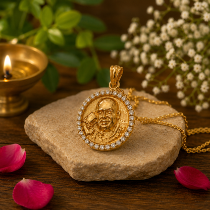 Shukrana Guru Ji Bade Mandir Pendant – Brass with Gold Finish