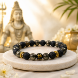 Om Pyrite Lava Bracelet