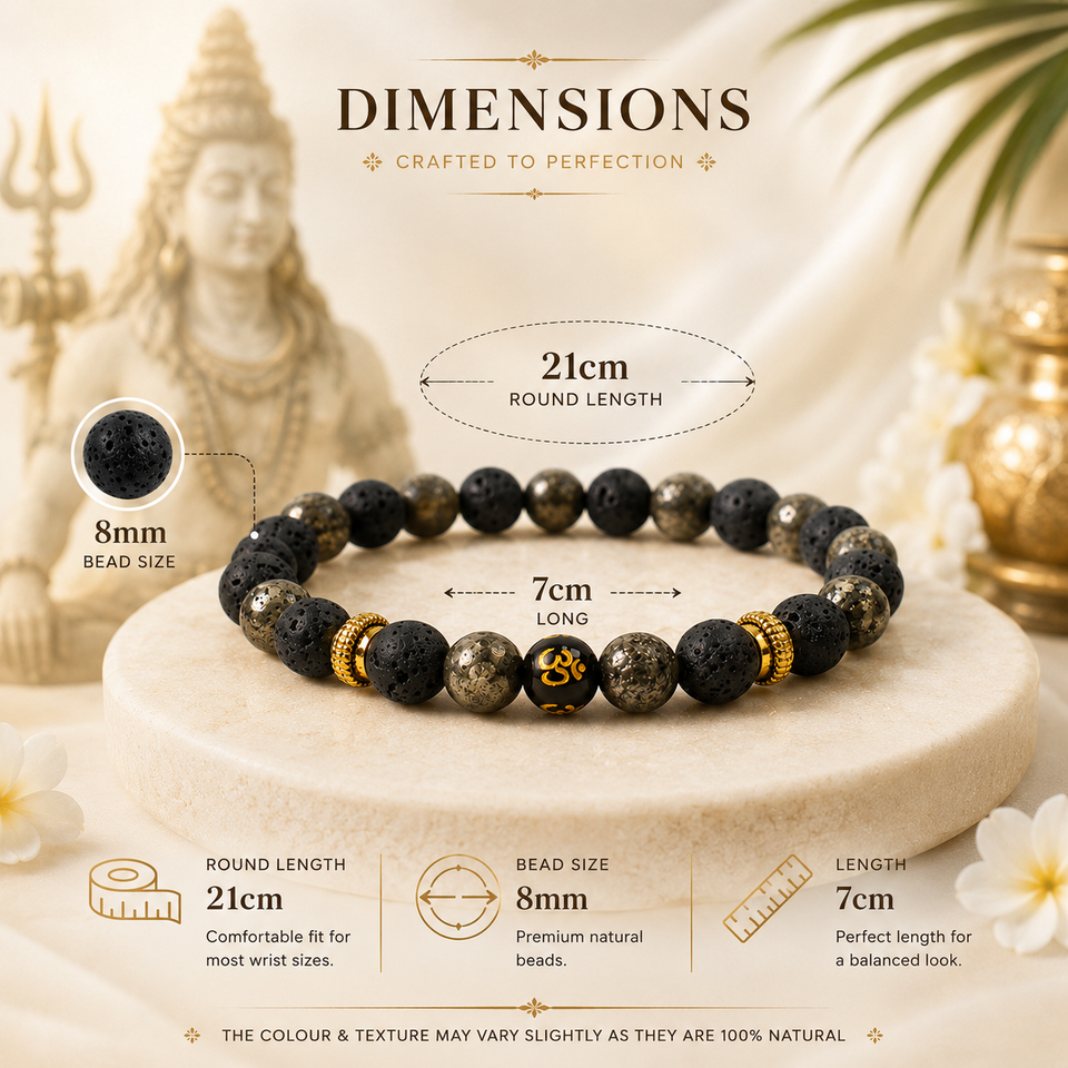 Om Pyrite Lava Bracelet