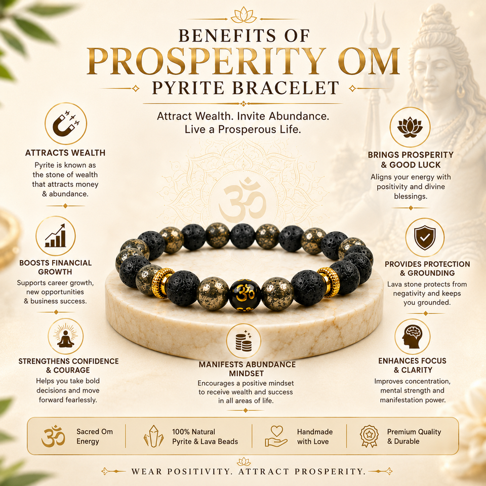 Om Pyrite Lava Bracelet