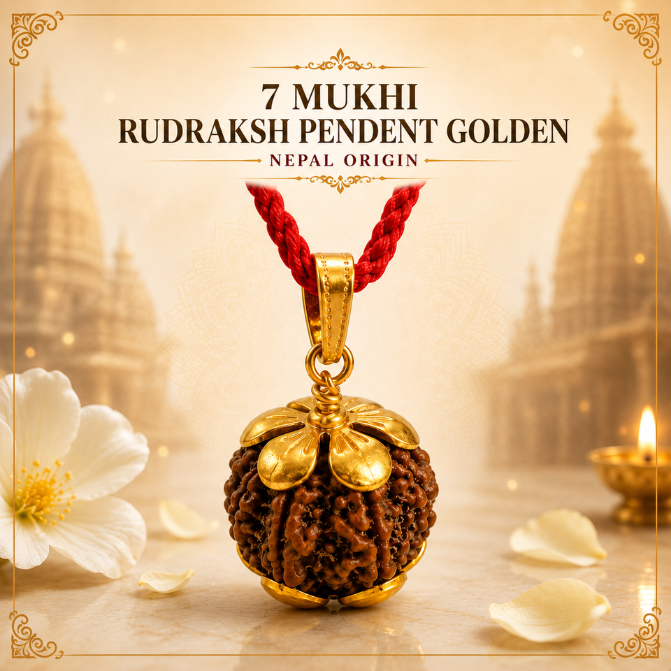 7 Mukhi Rudraksha Pendent Golden