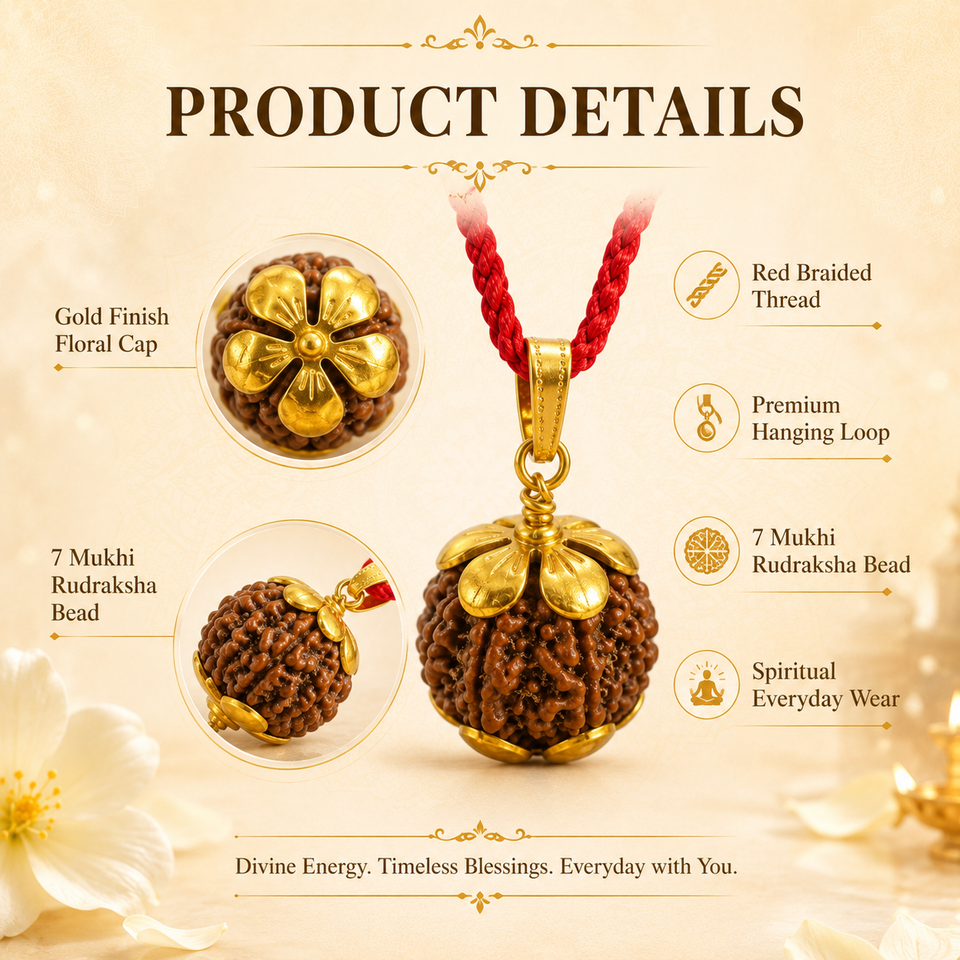 7 Mukhi Rudraksha Pendent Golden
