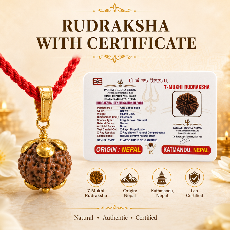 7 Mukhi Rudraksha Pendent Golden