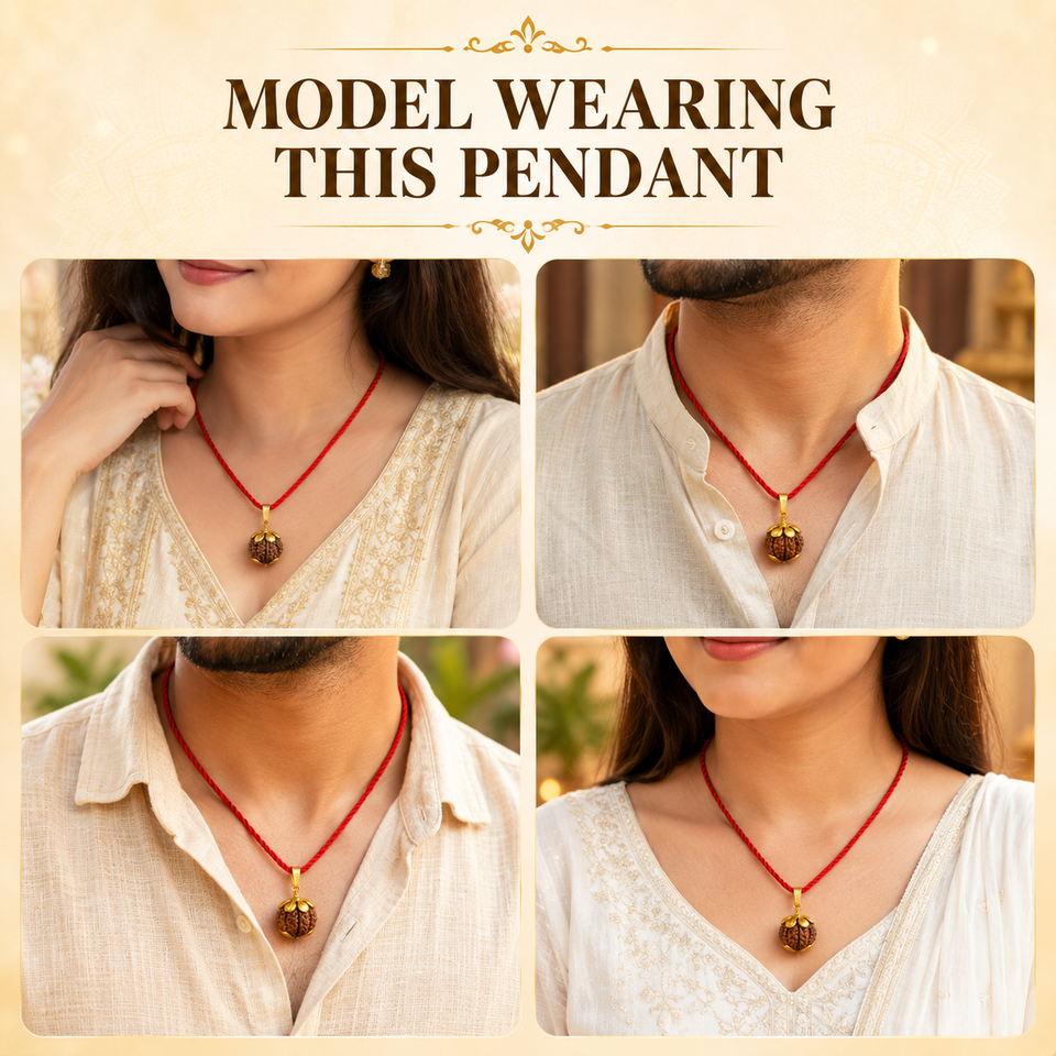 7 Mukhi Rudraksha Pendent Golden
