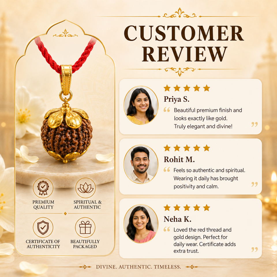 7 Mukhi Rudraksha Pendent Golden