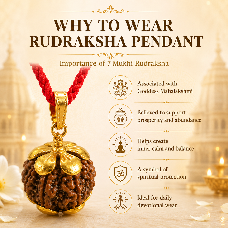 7 Mukhi Rudraksha Pendent Golden