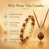 Sacred Harmony 5 Mukhi Rudraksha Pendant & Gold-Plated Bracelet Combo