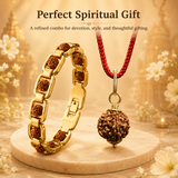Divine Aura 7 Mukhi Rudraksha Pendant & Gold-Plated Bracelet Combo