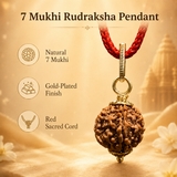 Divine Aura 7 Mukhi Rudraksha Pendant & Gold-Plated Bracelet Combo