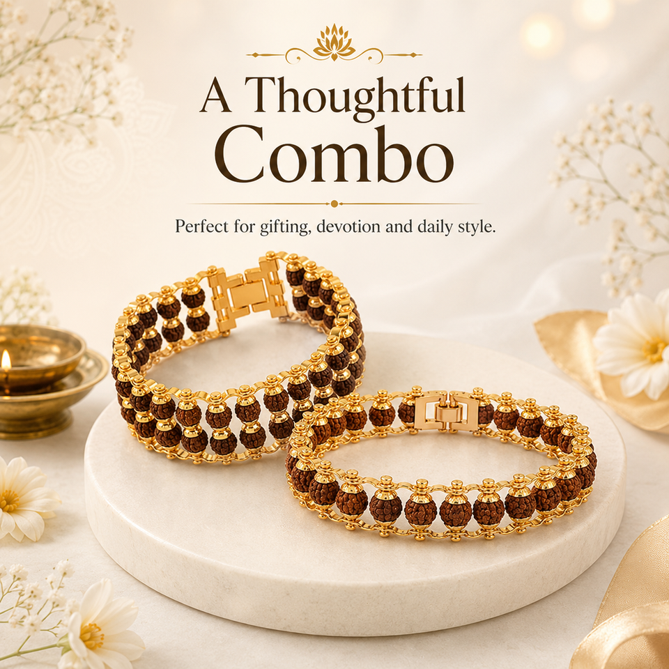 5 Mukhi Double layer with Single layer Rudraksha bracelet combo