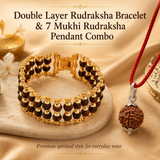 Powerful Double Layer gold plated rudraksha bracelet with 7 Mukhi Rudraksha Pendent