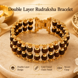Powerful Double Layer gold plated rudraksha bracelet with 7 Mukhi Rudraksha Pendent