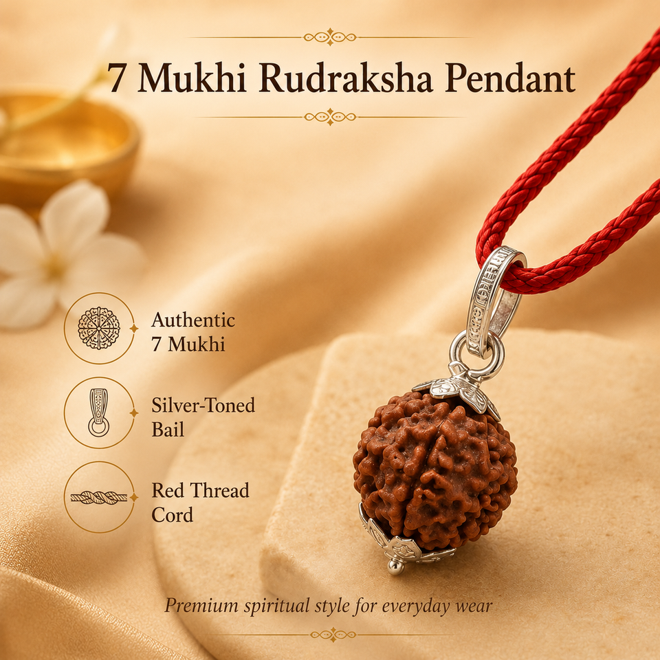 Powerful Double Layer gold plated rudraksha bracelet with 7 Mukhi Rudraksha Pendent