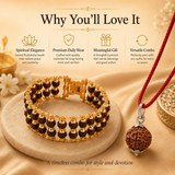 Powerful Double Layer gold plated rudraksha bracelet with 7 Mukhi Rudraksha Pendent