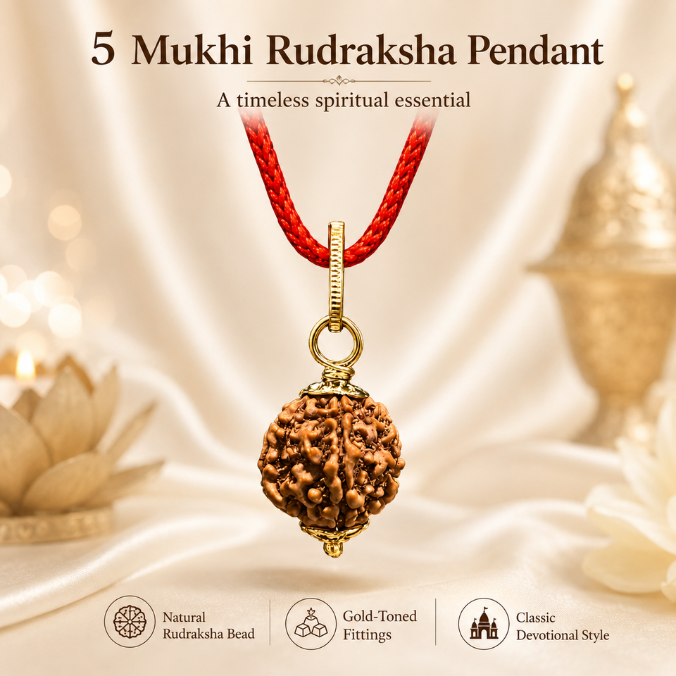 5 Mukhi Rudraksha Pendent with Double layer Bracelet