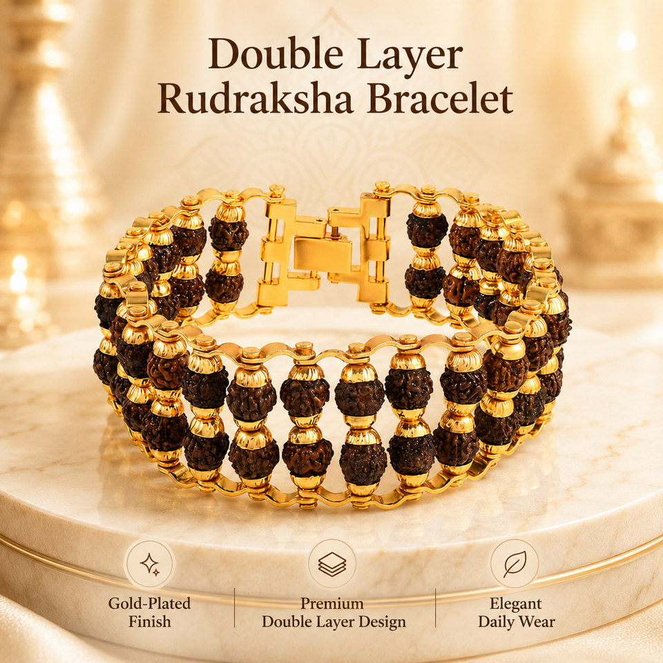 5 Mukhi Rudraksha Pendent with Double layer Bracelet