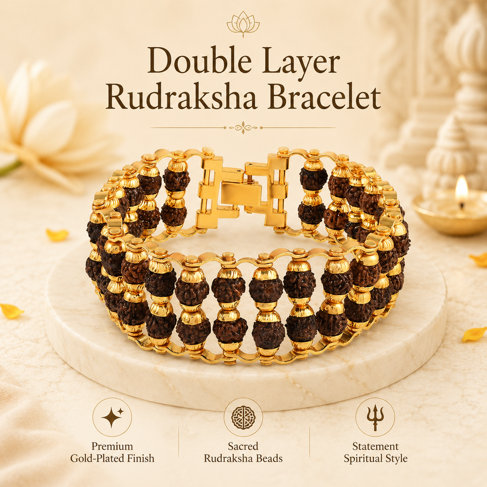 108 Beads Rudraksha Mala with Double Layer Bracelet combo