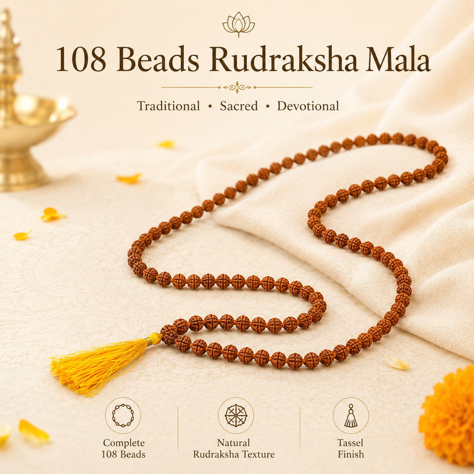 108 Beads Rudraksha Mala with Double Layer Bracelet combo