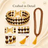 108 Beads Rudraksha Mala with Double Layer Bracelet combo