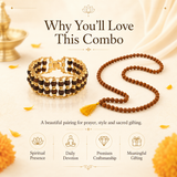 108 Beads Rudraksha Mala with Double Layer Bracelet combo