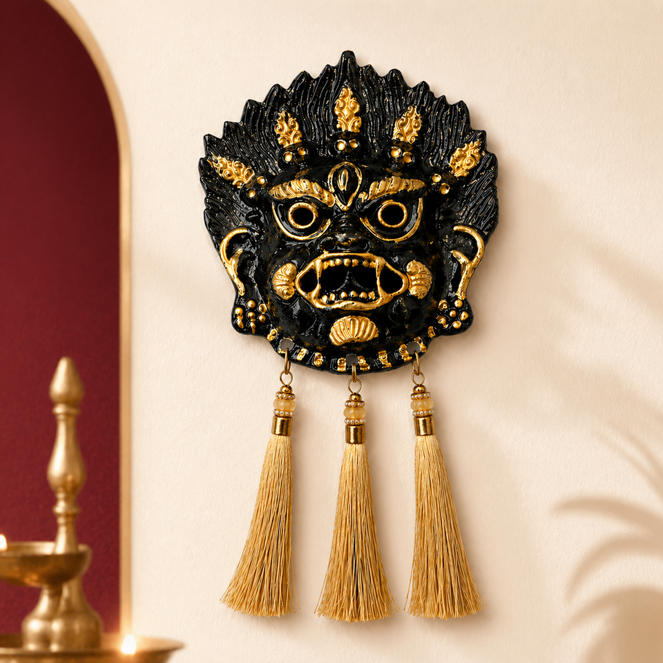 Kirtimukh  Wall Hanging ||  Black | With Tassel