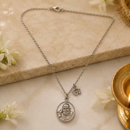 Shukrana Guru Ji Pendant with Chain | Bade Mandir Guru Ji Brass Pendant with Silver Finish
