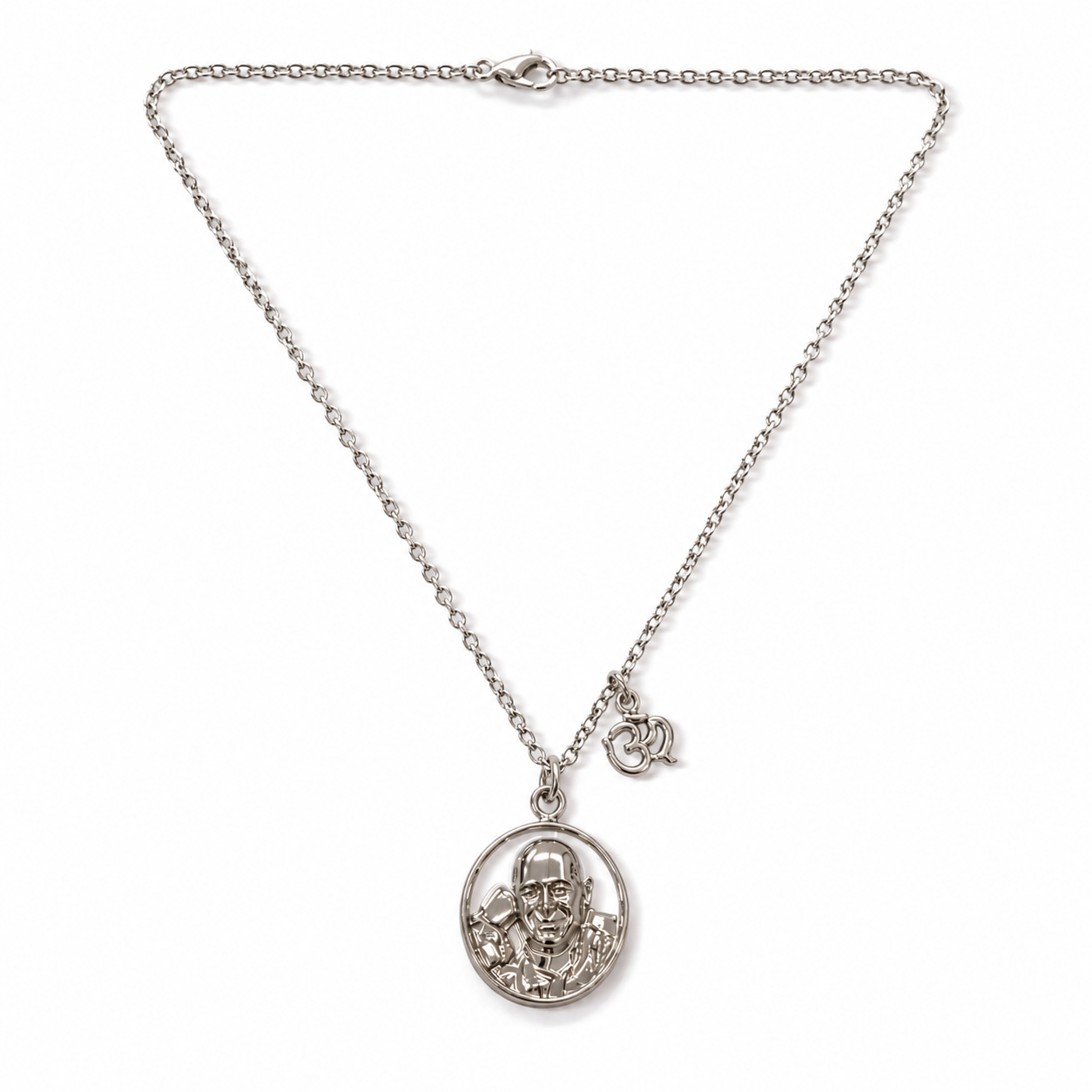 Shukrana Guru Ji Pendant with Chain | Bade Mandir Guru Ji Brass Pendant with Silver Finish