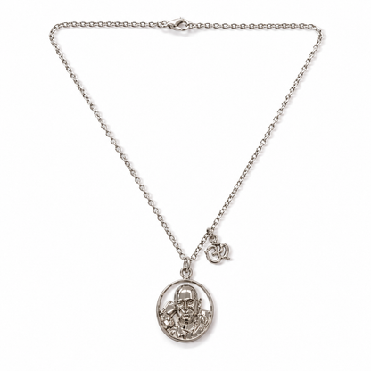 Shukrana Guru Ji Pendant with Chain | Bade Mandir Guru Ji Brass Pendant with Silver Finish