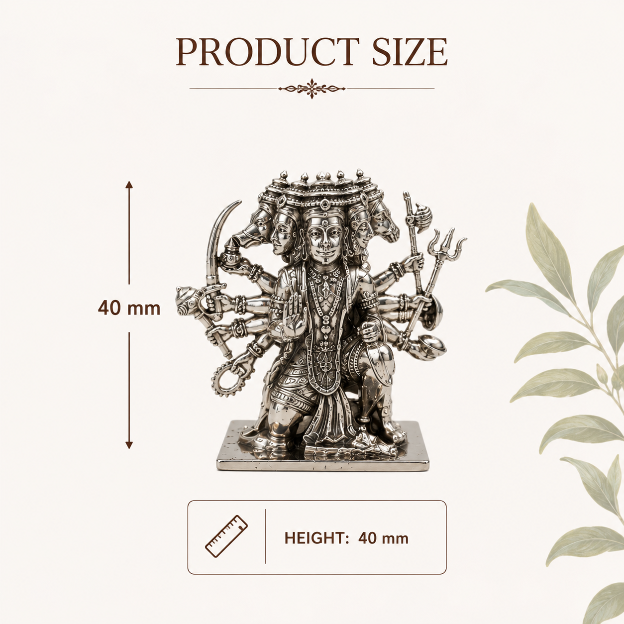 Panchmukhi Hanuman Idol in Brass with Silver Finish – Multi-Face Hanuman Ji Murti for Home & Office
