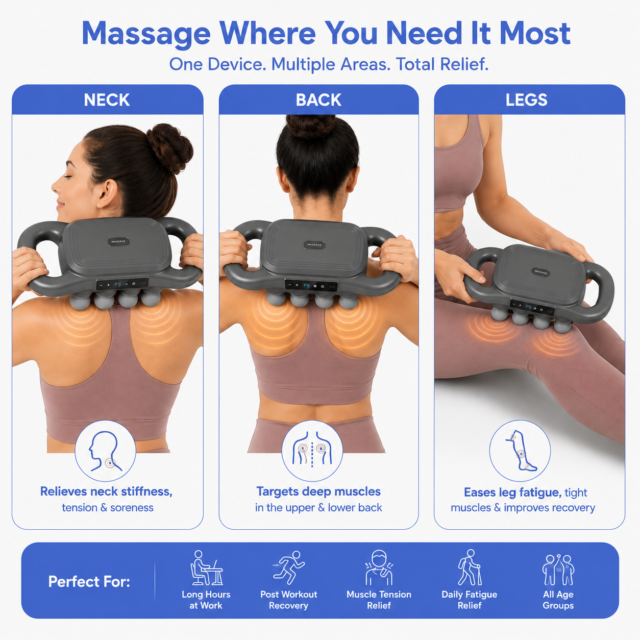 Handheld Deep Tissue Muscle Massager (16 Heads)