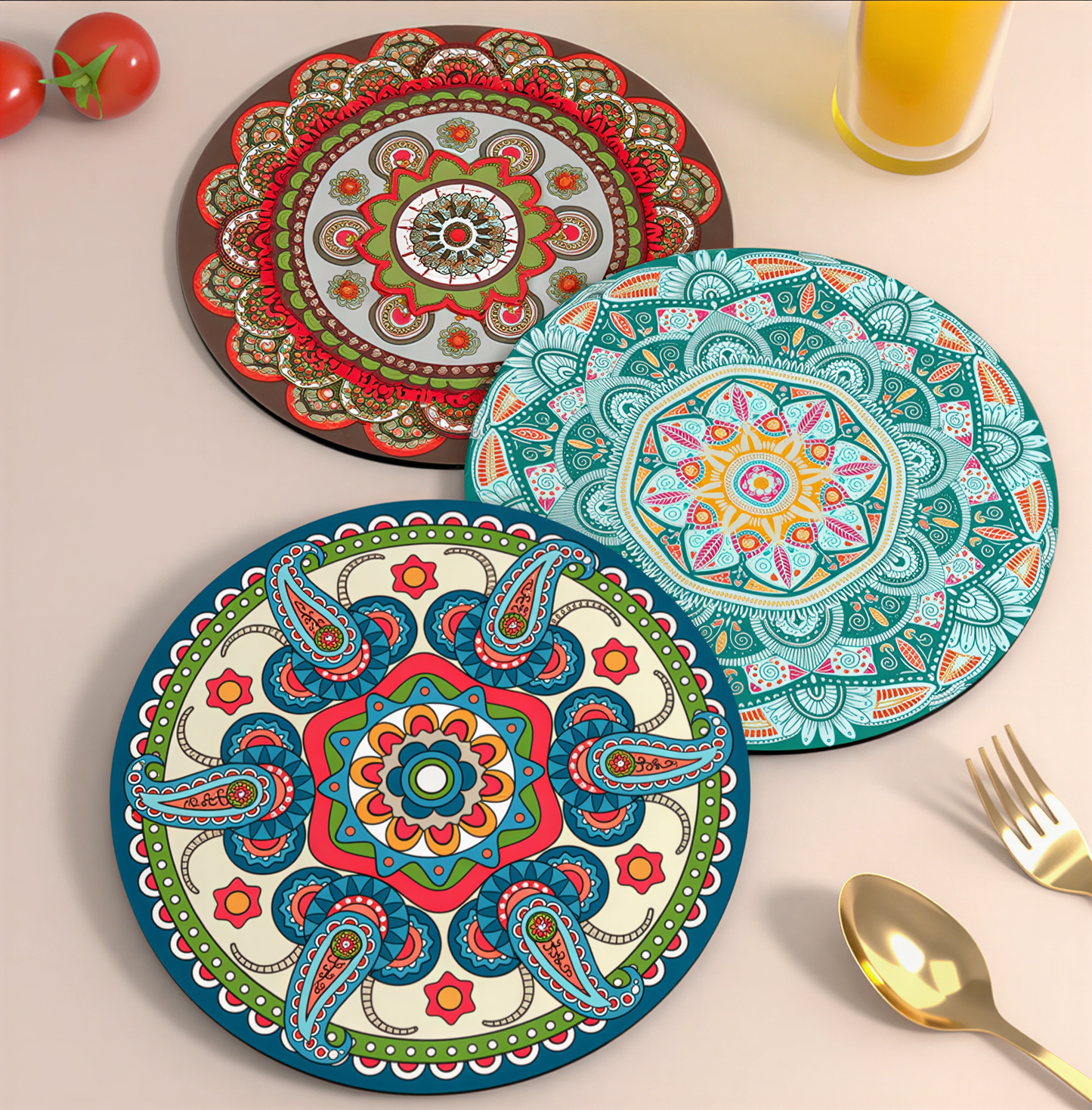Elegant Flower Mat + Coasters