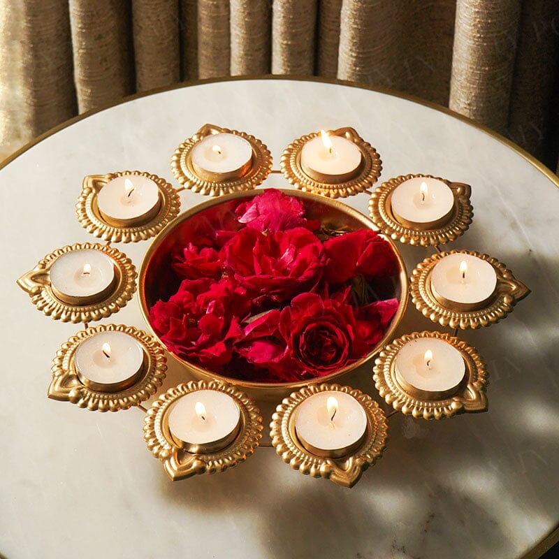 Aesthetic Floral Urli With Diya