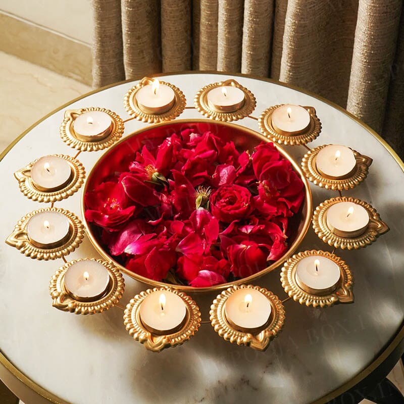 Aesthetic Floral Urli With Diya