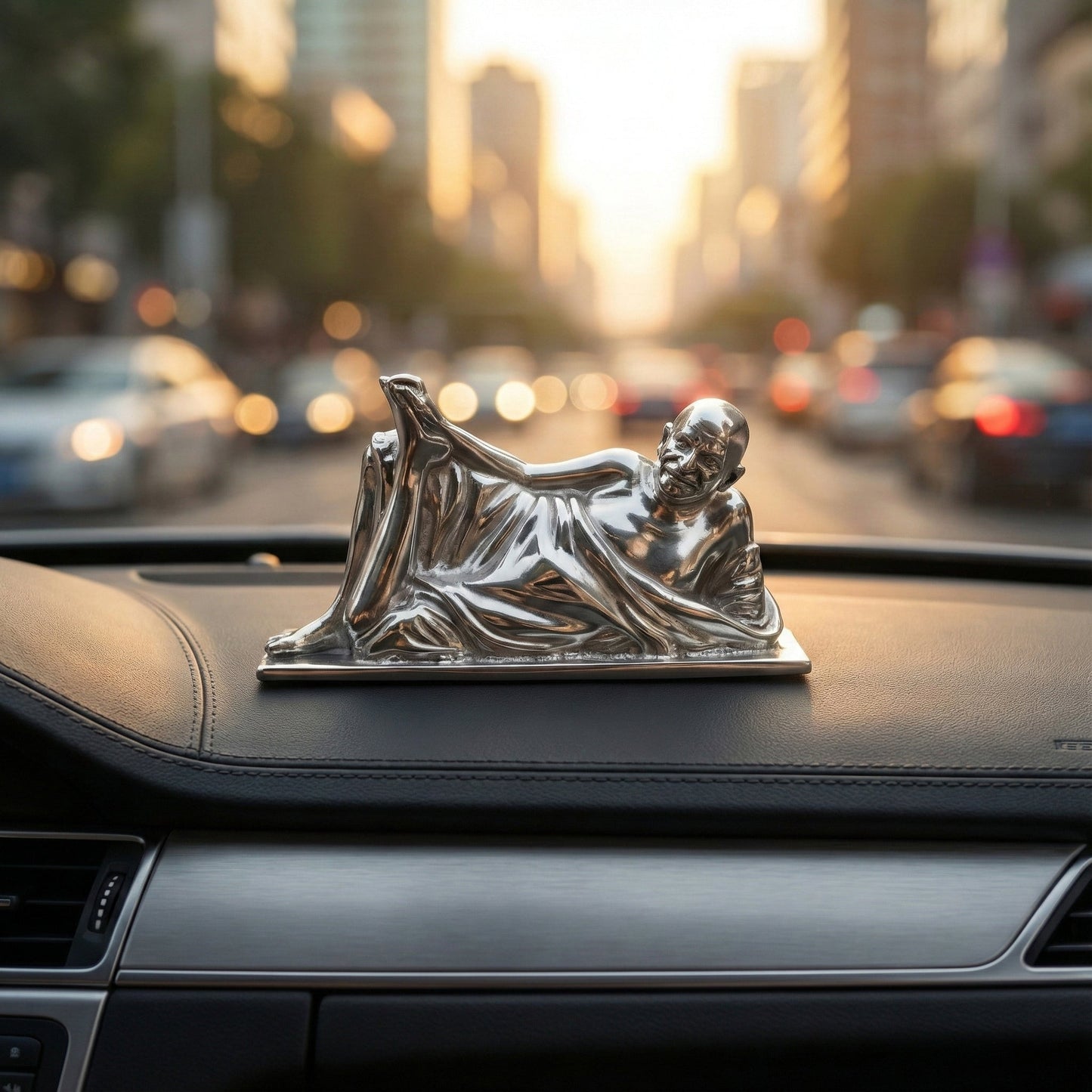 Neem Karoli Baba Idol in Silver Finish| Guru Ji Murti for Home, Office