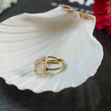 Natural Rose Quartz Gold Plated Ring