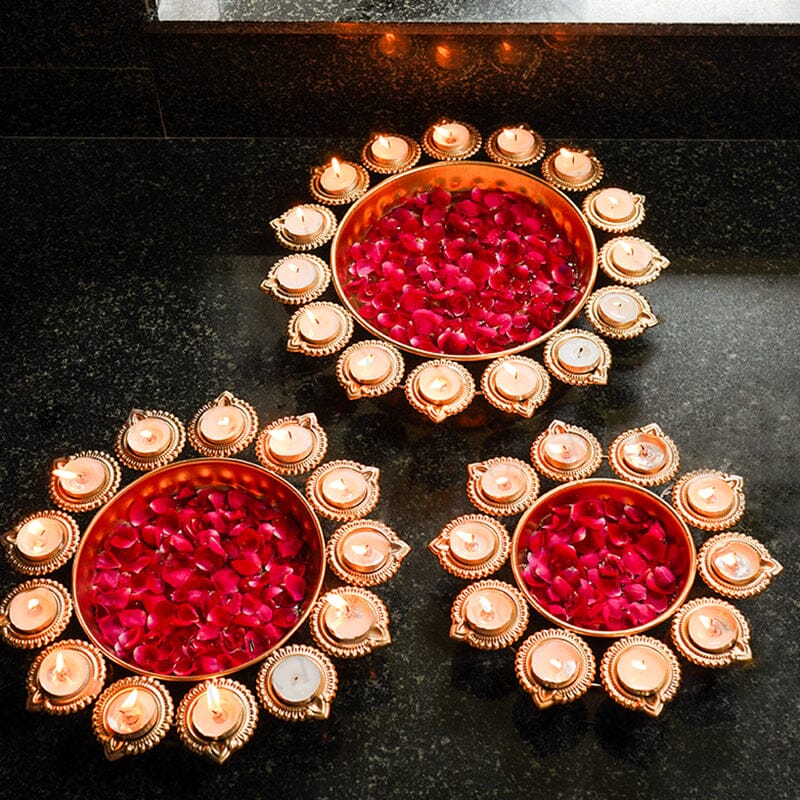 Aesthetic Floral Urli With Diya