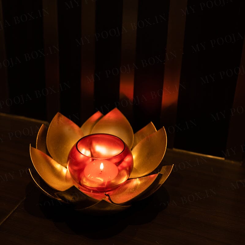 Handcrafted Lotus T-Light Candle Holder