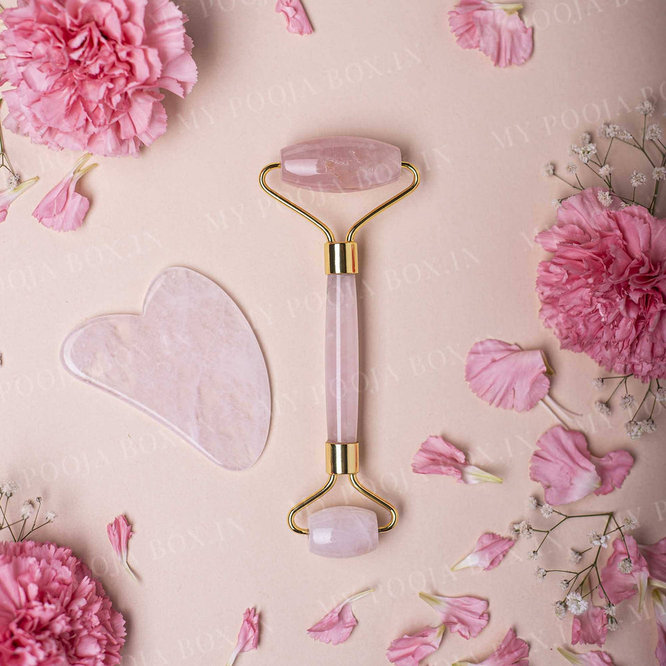 Rose Quartz Roller & Gua Sha Facial Combo