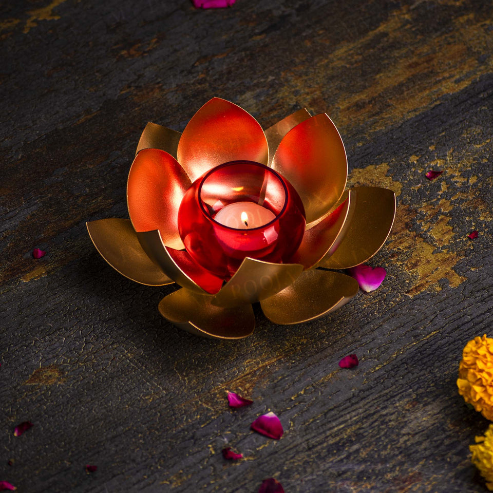Handcrafted Lotus T-Light Candle Holder