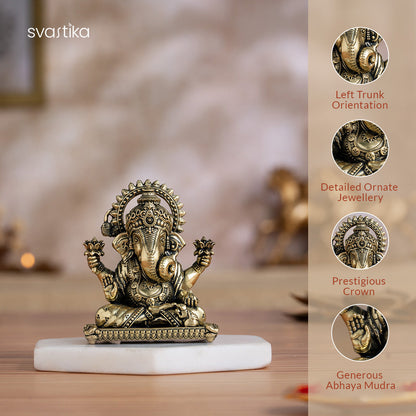 Brass Dagdusheth Ganpati Murti (3 Inch)