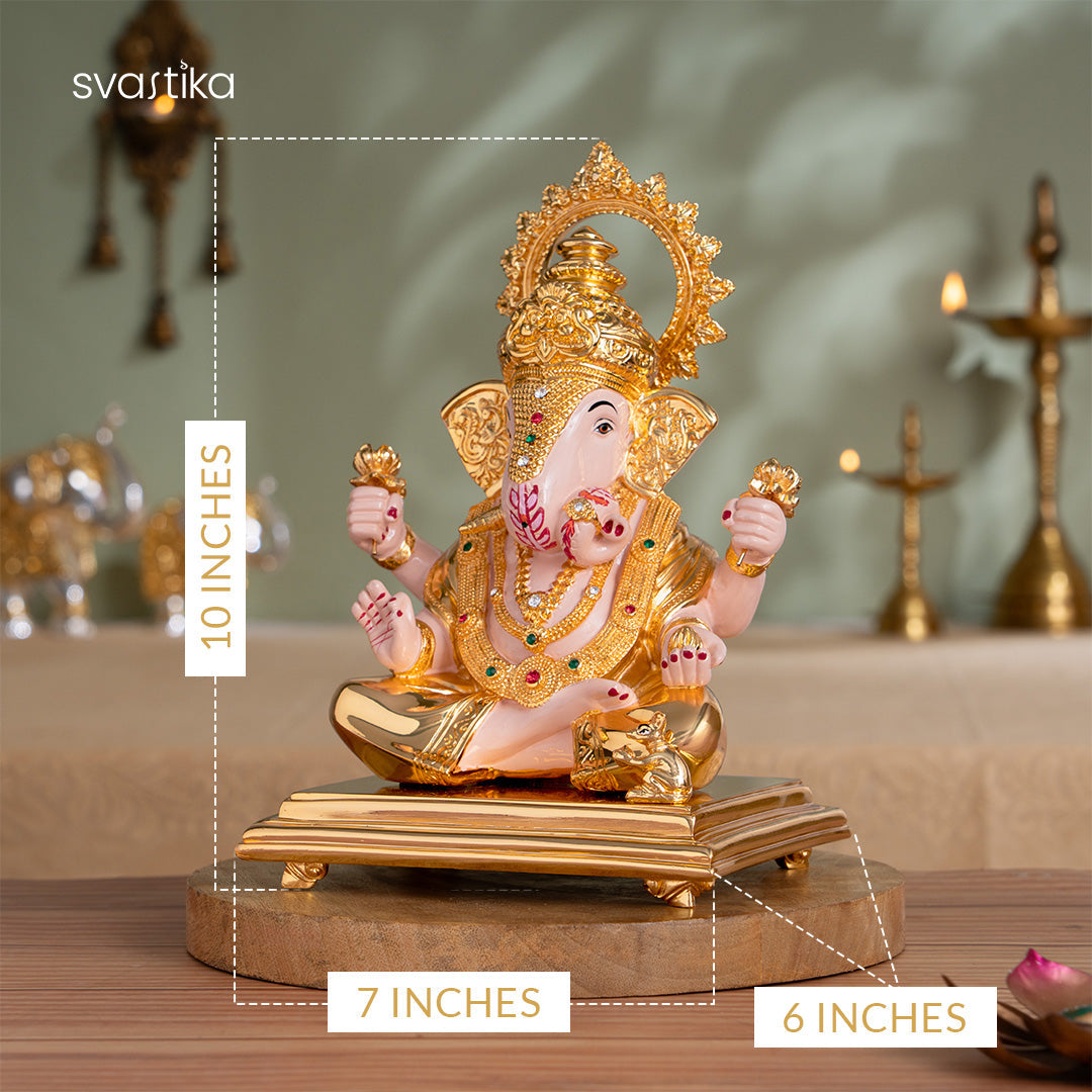 Dagdusheth Halwai Ganpati Murti - Gold Plated