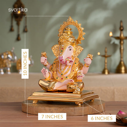 Dagdusheth Halwai Ganpati Murti - Gold Plated