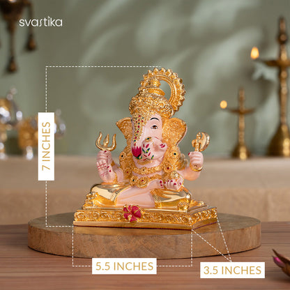 Dagdusheth Halwai Ganpati Murti - Gold Plated