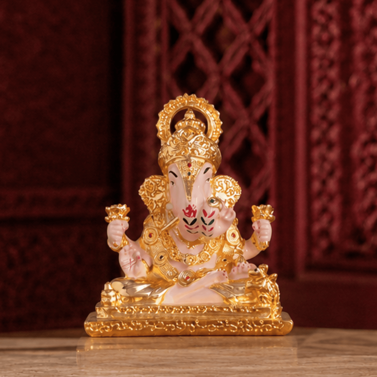 Dagdusheth Halwai Ganpati Murti - Gold Plated
