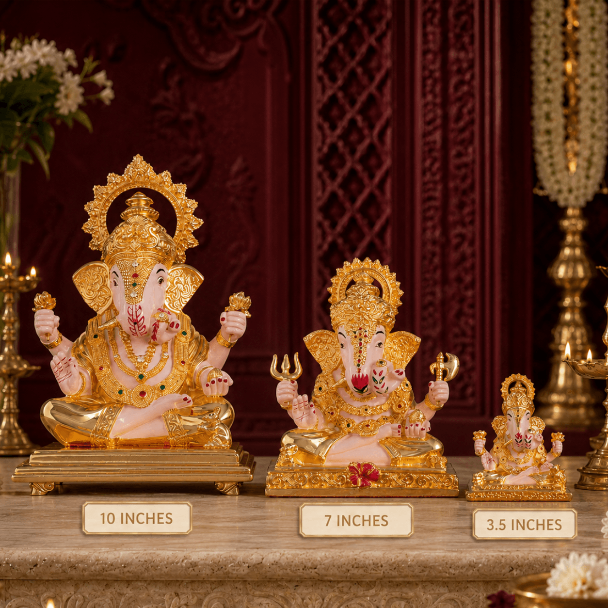 Dagdusheth Halwai Ganpati Murti - Gold Plated