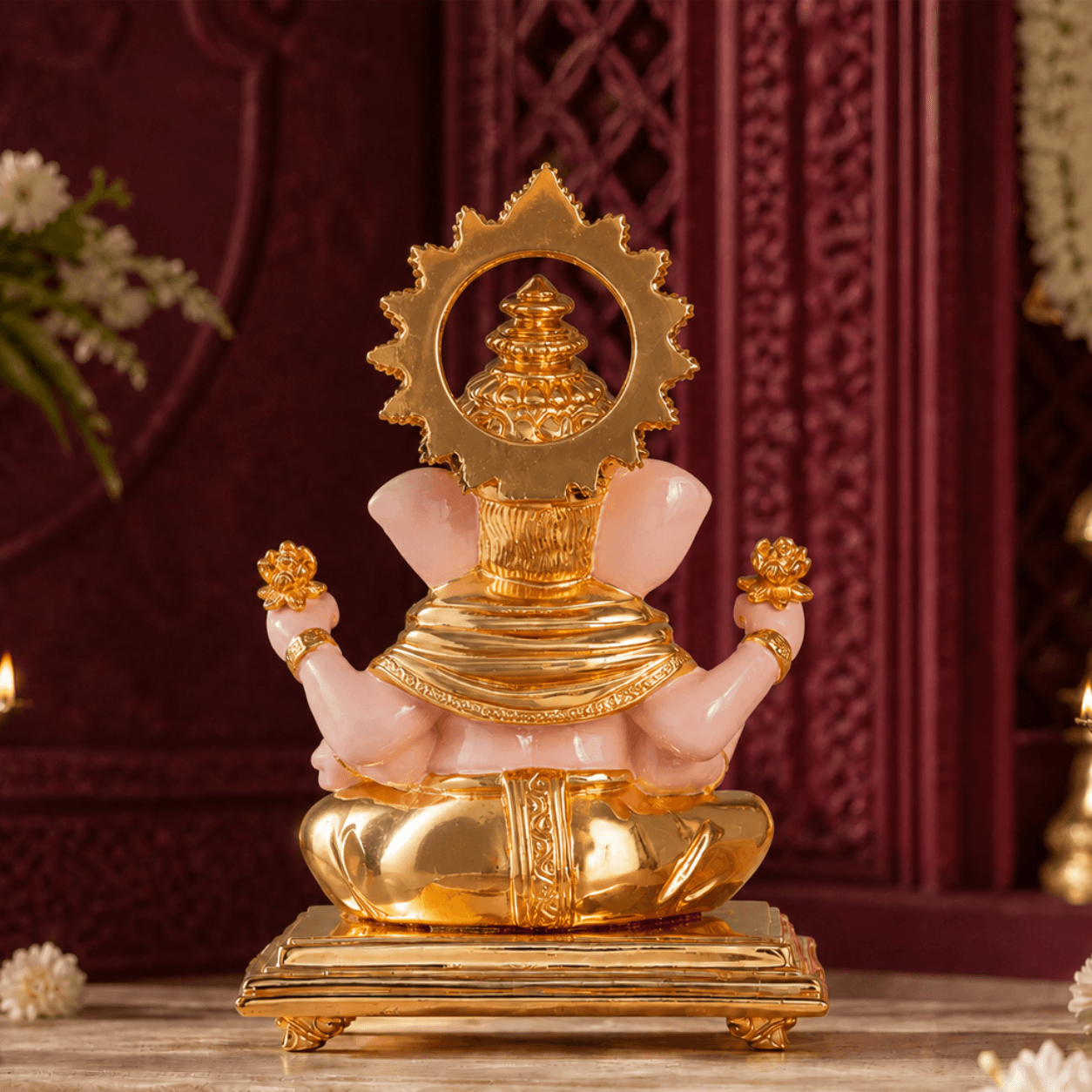 Dagdusheth Halwai Ganpati Murti - Gold Plated