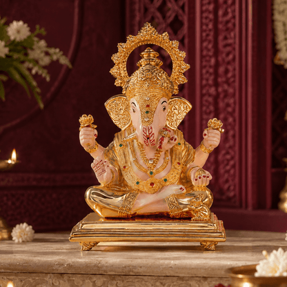 Dagdusheth Halwai Ganpati Murti - Gold Plated