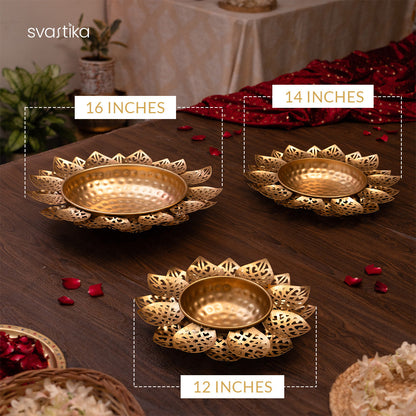 Decorative Lotus Petal Urli Bowl Set (Set of 3)