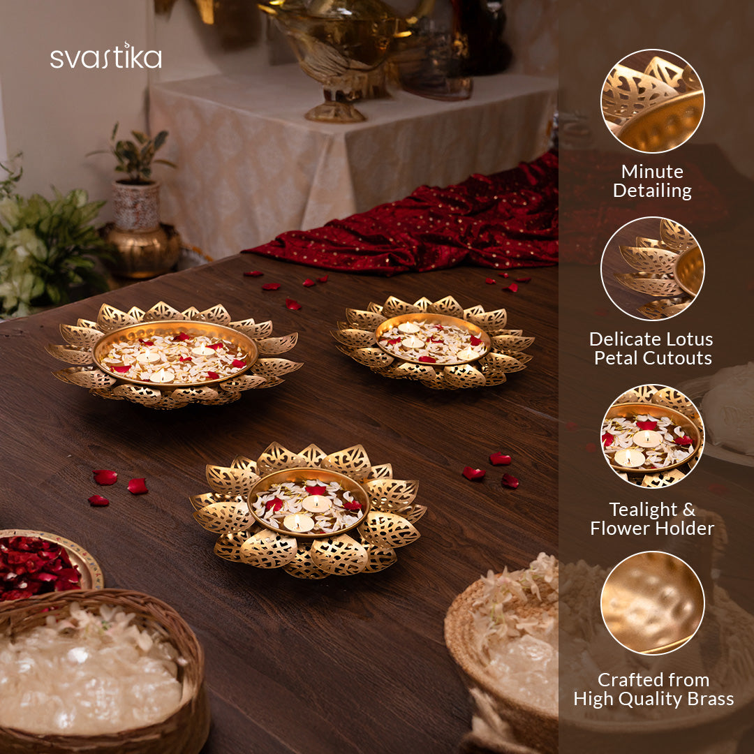 Decorative Lotus Petal Urli Bowl Set (Set of 3)