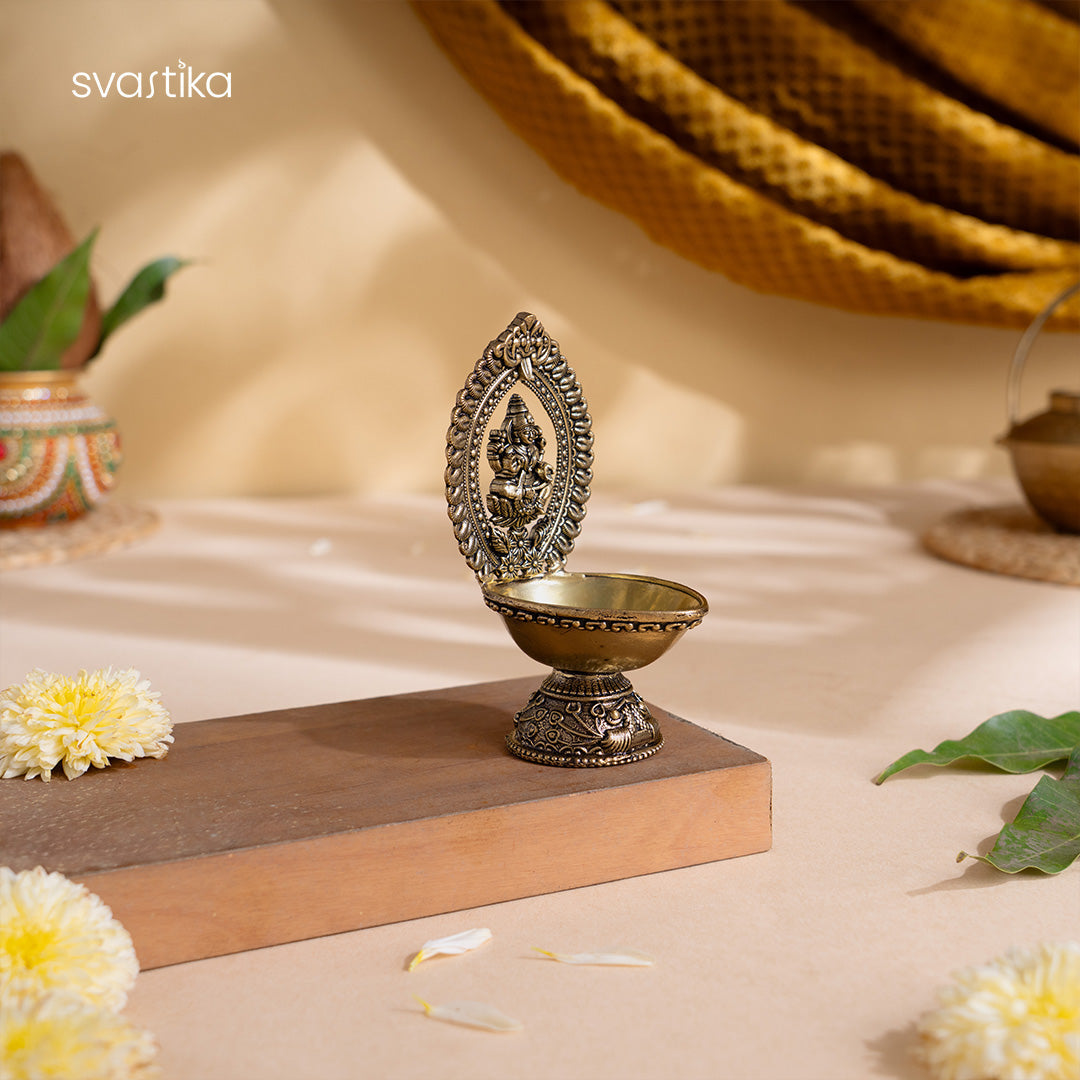 Divine Brass Lakshmi Diya (4.5 Inch)